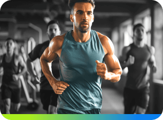 A man attending a group fitness class