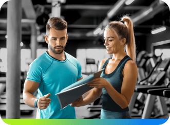 An image of a personal trainer training a client