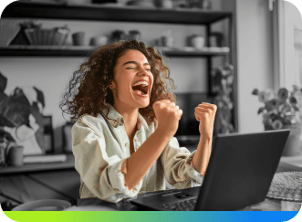 A woman cheering in excitement